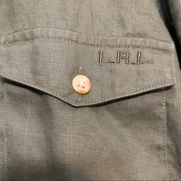 Lauren Ralph Lauren Linen Army Green Size Petite Small Top - Picture 5 of 7